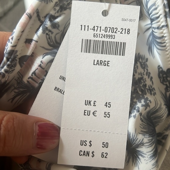 Abercrombie & Fitch Asymmetrical Underwire Bralette Bikini Top Size L - Picture 4 of 6